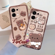 Case hp Oppo A6 Pro / A5 Pro 4G 5G Flexible Casing Camera Protector Brown Bear Motif Silicone Trendy