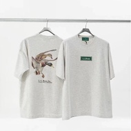 LLBean Uniform beams เสื้อยืดคู่รักทรงหลวมลำลองใส่กลางแจ้งแขนสั้นพิมพ์ลายสัตว์วินเทจสไตล์อเมริกันญี่