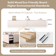 CONOCO Solid Wood TV Cabinet Northern Europe Luxury With Door and Drawers TV Console Cabinet(3FT/4FT
