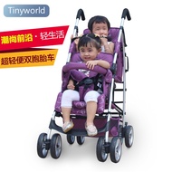 Tinyworld Twin Stroller Double Baby Stroller Lightweight Foldable Reclinable Twin Stroller Twin Stroller for Children