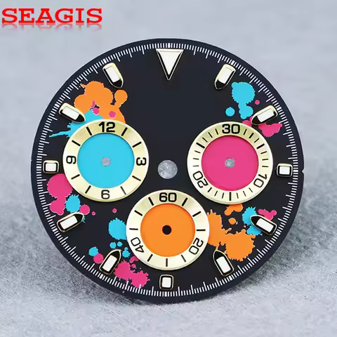 29mm new 4130 dial, multifunctional chronograph watch parts for 4130/4802 movement blue luminous cus