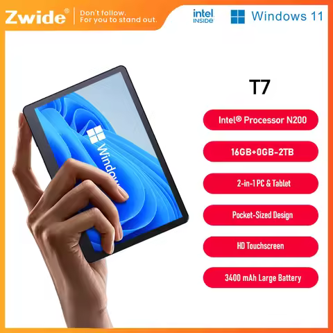Zwide T7 Mini PC N200 industrial control tablet computer with 7-inch touch screen for gaming, office