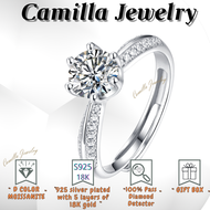 Camilla Jewelry White Gold 18k Pawnable/Moissanite Diamonds With Certificate/Shiny Star Diamond Ring/Engagement Ring For Women Original/Wedding Ring 18k Pure Gold Pawnable/925 Silver Original Italy Legit/Adjustable Ring/half country ring