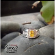 cincin lelaki permata kuning silver 925, cincin lelaki perak 925 permata kuning, silver 925 men ring