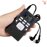 Mini Portable DSP Stereo FM Radio Digital Clock Receiver for Meeting Simultaneous Interpretation Clip-on Radio with Earphone Lanyard 1.2" Display Screen