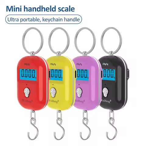 25kg/5g Portable Hanging Scale Mini LCD Digital Scale for Fishing Luggage Travel Weighting Keychain 