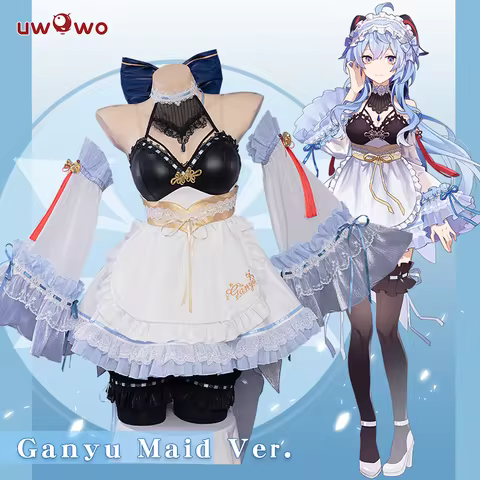 IN STOCK UWOWO Ganyu Cosplay Maid Dress Game Genshin Impact Cosplay Ganyu Maid Halloween Costumes Ge
