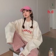 Nana's House women's puff-sleeved CHNGE sweater - Loose-fitting puff-sleeved sweatshirt, simple desi