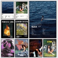 SZA Portrait Poster-SOS&CTRL Album Cover Canvas Print, Music Tracklist Wall Art Decor, Perfect Gift 