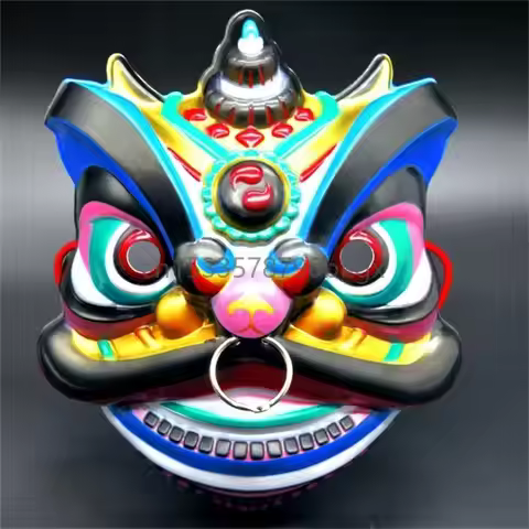 Lion Dance Mask Halloween Costume Mask for Men Women Chinese Lion Dance Mask J78E