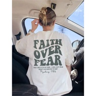 Women's Faith Over Fear Bible Verse T-Shirt - Inspirational Christian Graphic Tee with Hebrews 11:1