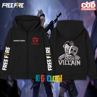 Garena Team Villian Freefire Boys Girls Zipper Hoodie / Garena Team Villian Freefire Children's Zipp