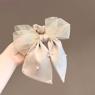 CAPPRICE Bow Hair Ring, Lace Bow Mesh Bow Hair Scrunchie, Bow Ponytail Pearls Elastic Hair Band