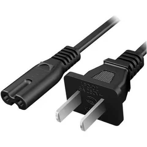 AC 2 Prong C8 Power Cord 5ft/1.5m Standard 2-Slot for TV PS4 PS5 Speaker Monitor Xbox Wall Power Cab