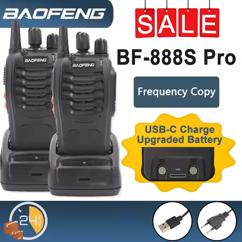 Baofeng BF-888S Pro Walkie Talkie USB-C Charge Long Range Communication Two Way Radios Frequency Fas