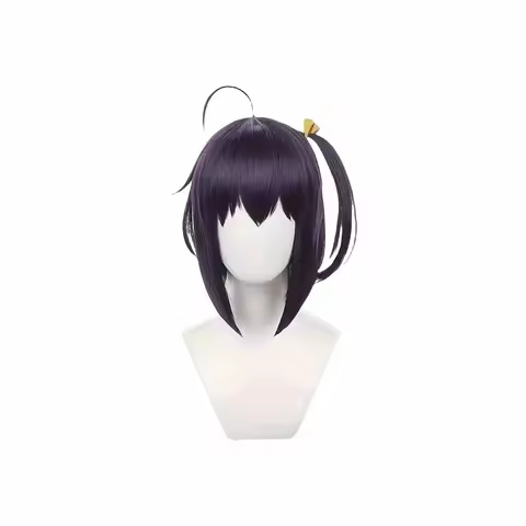 Anime Takanashi Rikka Cosplay Wigs Black Purple Short Straight Heat Resistant Synthetic Hair Party C