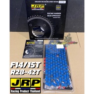 JRP SPROCKET SET 415 CHAIN COLOUR DARK BLUE F14/15 R28/42 SPOKET SET JRP RANTAI BIRU GELAP 415 132L 