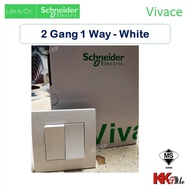Schneider Vivace 2 Gang 1 Way Switch, 2Gang 1Way - White (KB32/1)