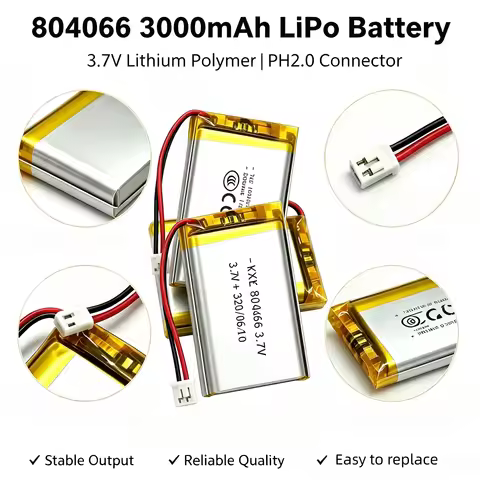 3000mAh 804066 Li-Polymer Battery 3.7V Rechargeable PH2.0 Plug For R36S Game Machine High Capacity P