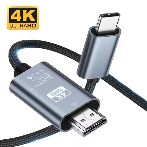 4K 60Hz USB C to HDMI-compatible Cable Aluminum Type-C to HDMI-compatible Cord Support Thunderbolt 3
