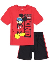 Disney Mickey Mouse Donald Duck Goofy Pluto Baby T-Shirt and Mesh Shorts Outfit Set Infant to Little