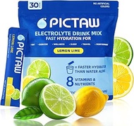30 Sticks Electrolytes Powder Packets, 8 Electrolytes & Vitamins Hydration Packets, Lemon Lime Low S