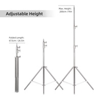 Andoer 2M/79in Adjustable Metal Tripod Light Stand with 1/4in Screw Stainless Steel 2 Sections 10kg/