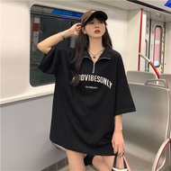 Women's Polo Shirts Short-Sleeved There Is A Cover And Half Zipper. Letter Print Loose Fit Casual Fa