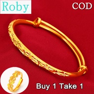 Philippines Ready Stock Pure 18k Saudi Gold Bracelet Pawnable for Women  for Women Lucky Bangle Happiness Bracelet Gold Round Belly Bracelet Lucky Charm Bracelet with Blessing Gift for Friends Buy 1 Take 1 Free Ring or Earings Set