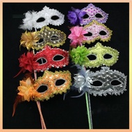 Venetian Masquerade Mask With Holding Stick For Women Feather Mardi Gras Masks Masquerade Ball Masks