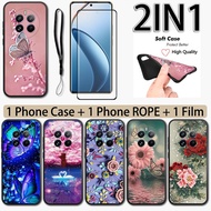 2 IN 1 Casing For Realme 12 Pro/12 Pro Plus Case with Ceramic Tempered Curved Screen Protector Film 