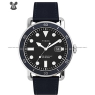 TIMEX TW2U01900 Men's Analog Watch Port Date Display 42mm Leather Strap Black Blue *Original