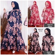 Gamis Wanita Masker Motif Bunga Maxi Dress Busana Muslim Katun Busui