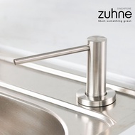 ZUHNE Tia Built In Soap Dispenser Pump for Kitchen Sink, Top Refill, Matte Stainless Steel and Black