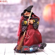 MIQUEL Halloween Witch Ornaments, DIY Handmade Broom Witch Figurines, Cartoon With Broom Witch Witch