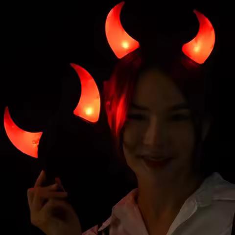 Glowing LED Devil Horns Headband for Halloween Costume Party Adjustable Lightweight Hair Band Spooky