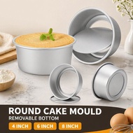 Round Cake Mould Removable Bottom Aluminium Alloy Loyang Kek Baking Pan 4 6 8 Inch