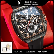 PLAYBOY Original Multifunctional Watch Man Chronograph Waterproof Analog Quartz Silicone Watch 3075
