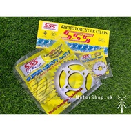 LC135/SRL110/RXZ/Y125Z/Y125ZR SSS HEAVY DUTY CHAIN & STEEL SPROCKET FRONT/REAR/ CHAIN 428 33T/34T/35