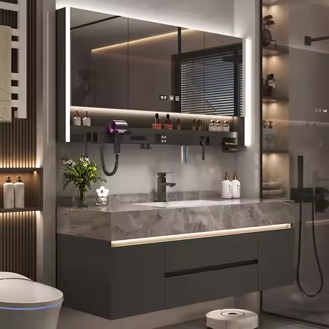 Simple Luxury Bathroom Cabinets Washbasin Vintage Toilet Drawer Bathroom Cabinets Storage Mirrors Mo