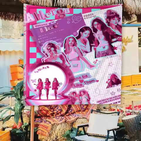 Kpop Girls G-GIDLE (G)I-DLE Retro Flags Multiple Choice Living Studio Booth Interior Decoration Bann