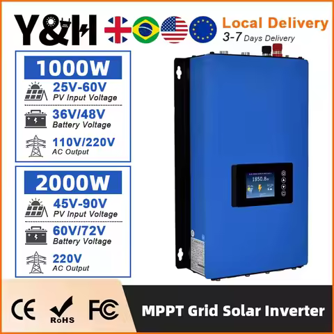 [Local delivery]Y&H 1KW 2KW MPPT Grid Tie Inverter with Limiter, Applies to Solar Panel or Battery D