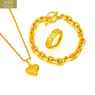 ASIX GOLD Women's 18K Saudi Gold Bangkok Gold Necklace Bracelet Ring Set