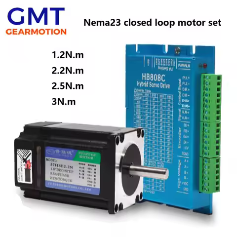 Nema23 1.2N.m 2.2N.m 2.5N.m 3N.m 57 Hybrid Closed Loop 2-Phase Motor + Driver And Brake 57HSE+HBS57 