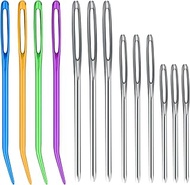 SAVITA 16pcs Large-Eye Blunt Needles, Stainless Steel Yarn Knitting Needles Sewing Needles Wool Need