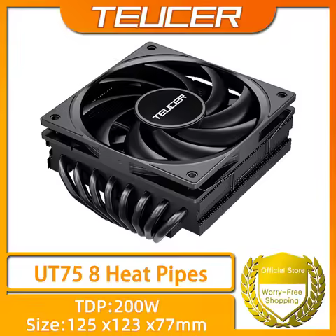 TEUCER UT75 CPU Cooler 8 Heat Pipe TDP 200W Cooling Solution with UT12015 FDB Fan for AMD AM5/AM4 an