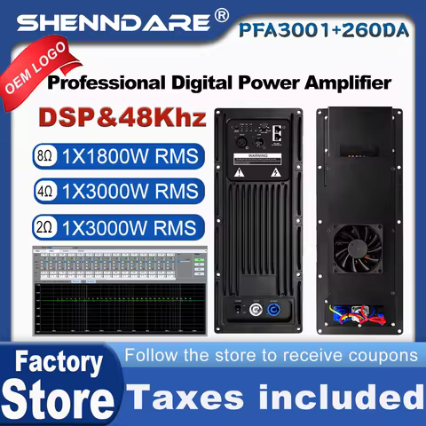 ShennDare PFA3001+CQ260DA Professional DSP Power Amplifier Module 1x1800W 8OHM Active Speaker Amplif
