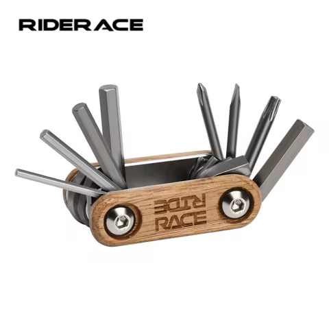 RIDERACE 8-in-1 Multifunction Bike Repair Tool Electroplated Titanium Wrench Portable 45CR Steel Bic