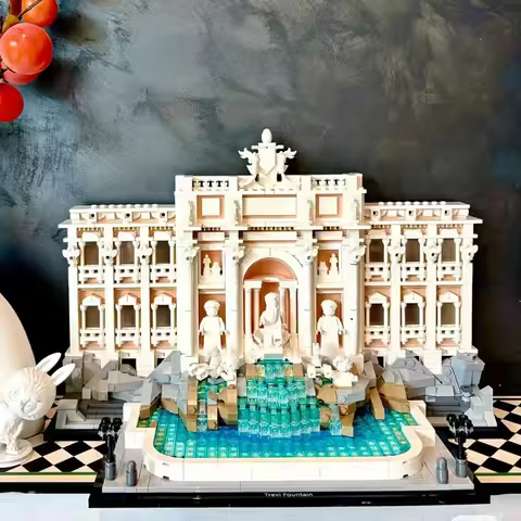 1880pcs Architecture Trevi 21062 Fountain Model Kit Iconic Italy Roman Landmark Building Blocks Disp