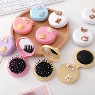 CB Folding Mirror, Cute Mini Makeup Hair Comb Plain Pattern Mirror Cermin Lipat Cermin Makeup Cermin